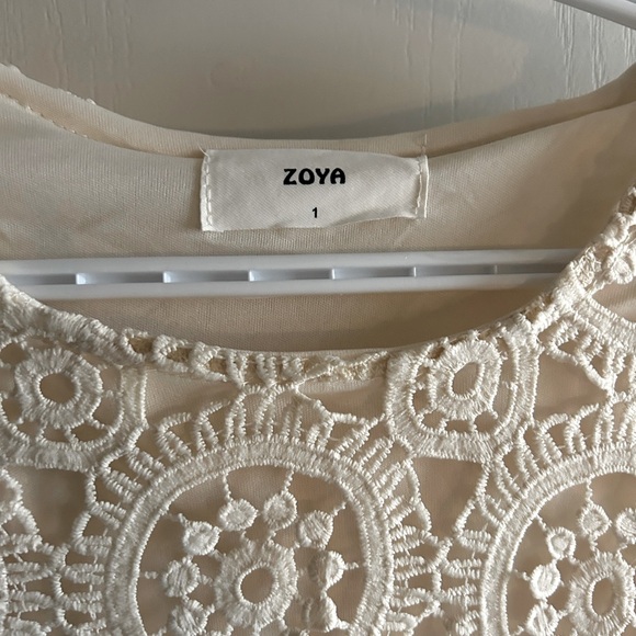 NWOT midi flowy cream lace overlay dress, flared long sleeves, fully lined - Picture 3 of 6